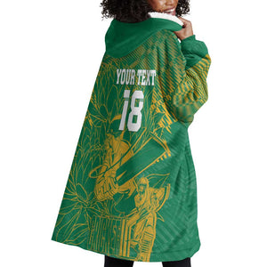 Cricket South Africa Custom Wearable Blanket Hoodie Green Version Proteas - African Pride