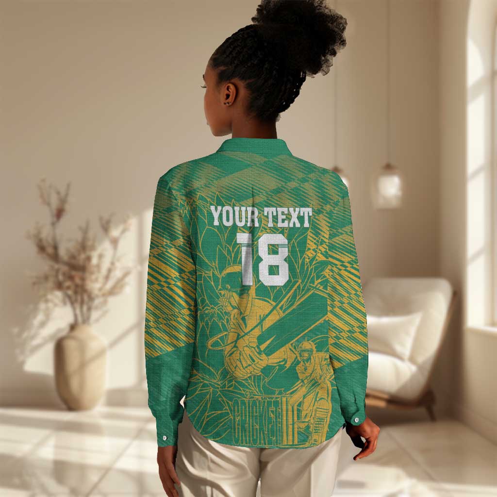 Cricket South Africa Custom Women Casual Shirt Green Version Proteas - African Pride