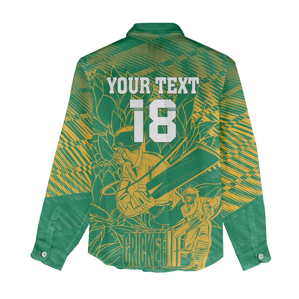 Cricket South Africa Custom Women Casual Shirt Green Version Proteas - African Pride
