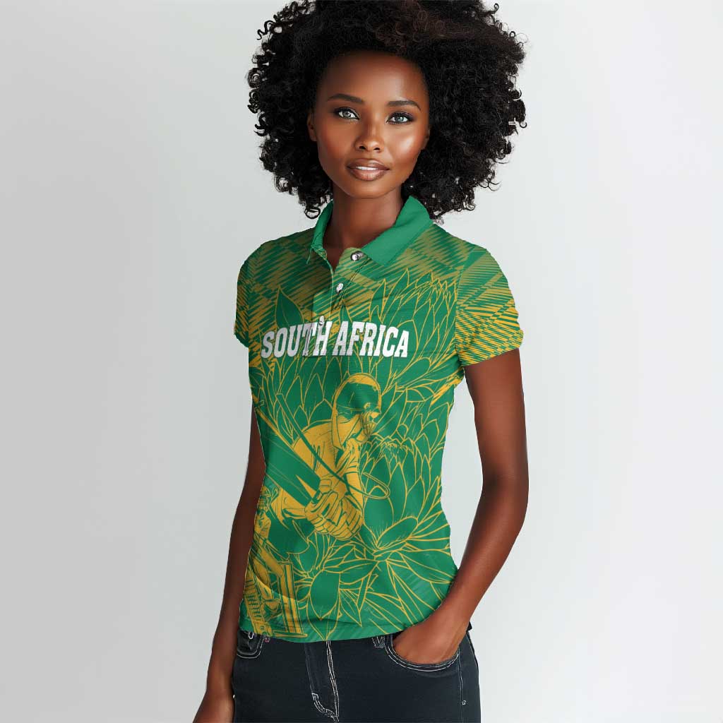 Cricket South Africa Custom Women Polo Shirt Green Version Proteas - African Pride