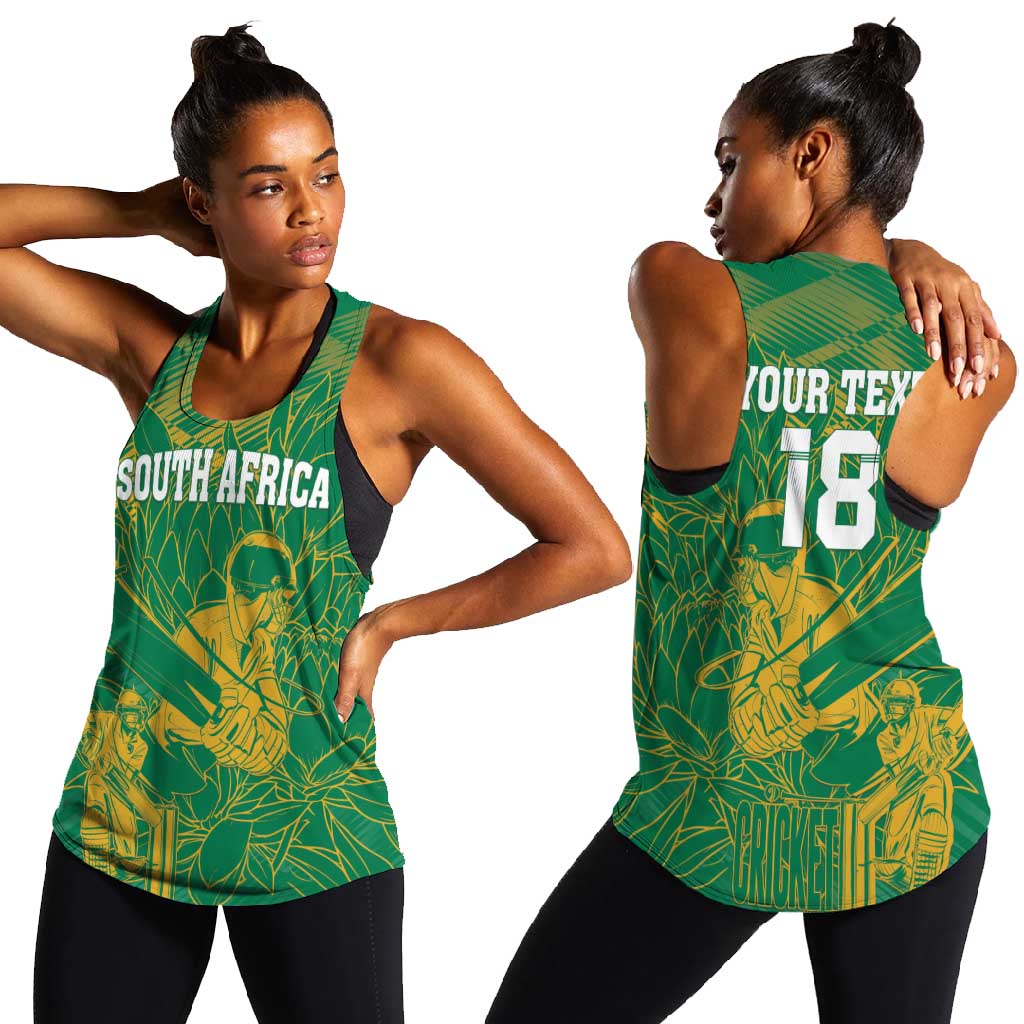 Cricket South Africa Custom Women Racerback Tank Green Version Proteas - African Pride