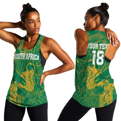 Cricket South Africa Custom Women Racerback Tank Green Version Proteas - African Pride