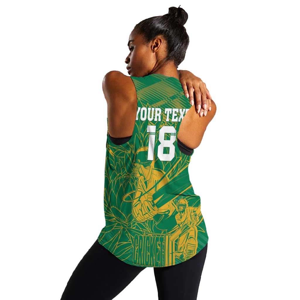 Cricket South Africa Custom Women Racerback Tank Green Version Proteas - African Pride