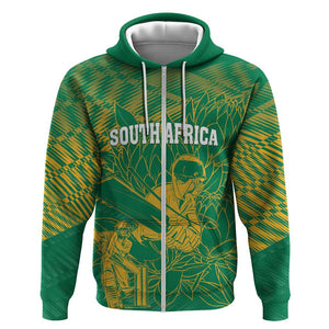 Cricket South Africa Custom Zip Hoodie Green Version Proteas - African Pride