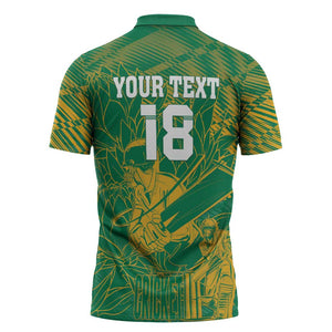 Cricket South Africa Custom Zipper Polo Shirt Green Version Proteas