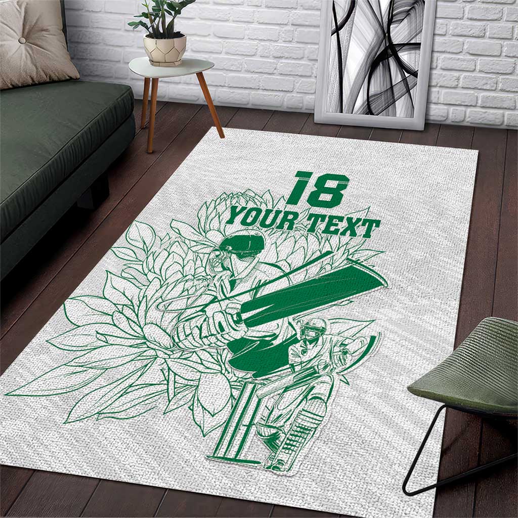 Cricket South Africa Custom Area Rug White Version Proteas - African Pride