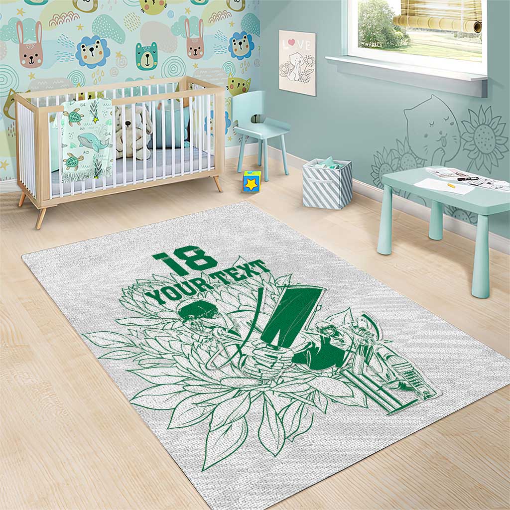 Cricket South Africa Custom Area Rug White Version Proteas - African Pride