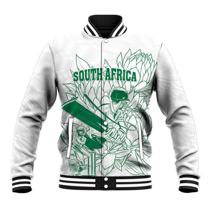 Cricket South Africa Custom Baseball Jacket White Version Proteas - African Pride