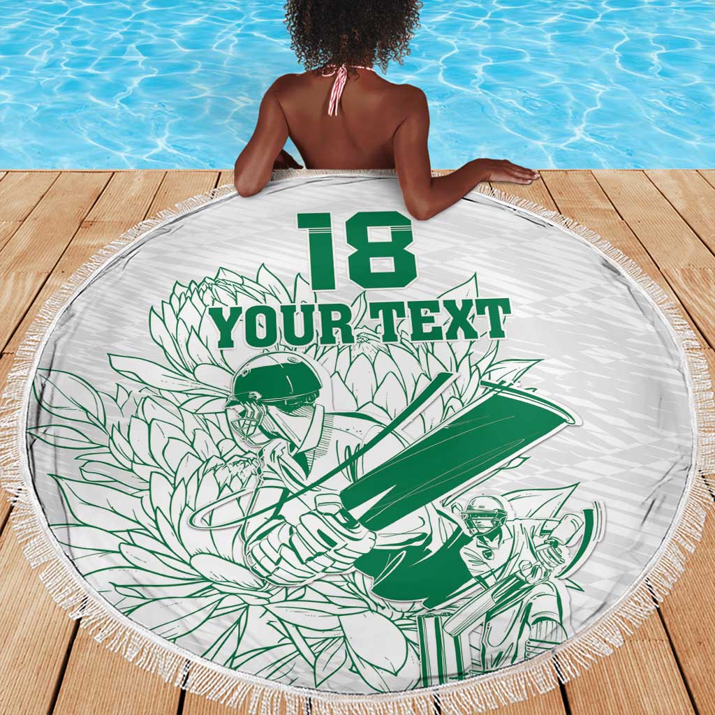 Cricket South Africa Custom Beach Blanket White Version Proteas - African Pride