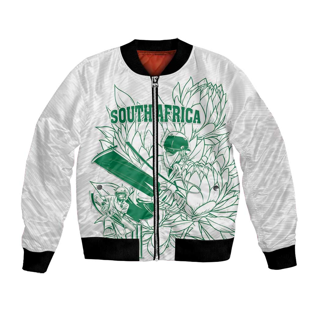 Cricket South Africa Custom Bomber Jacket White Version Proteas - African Pride