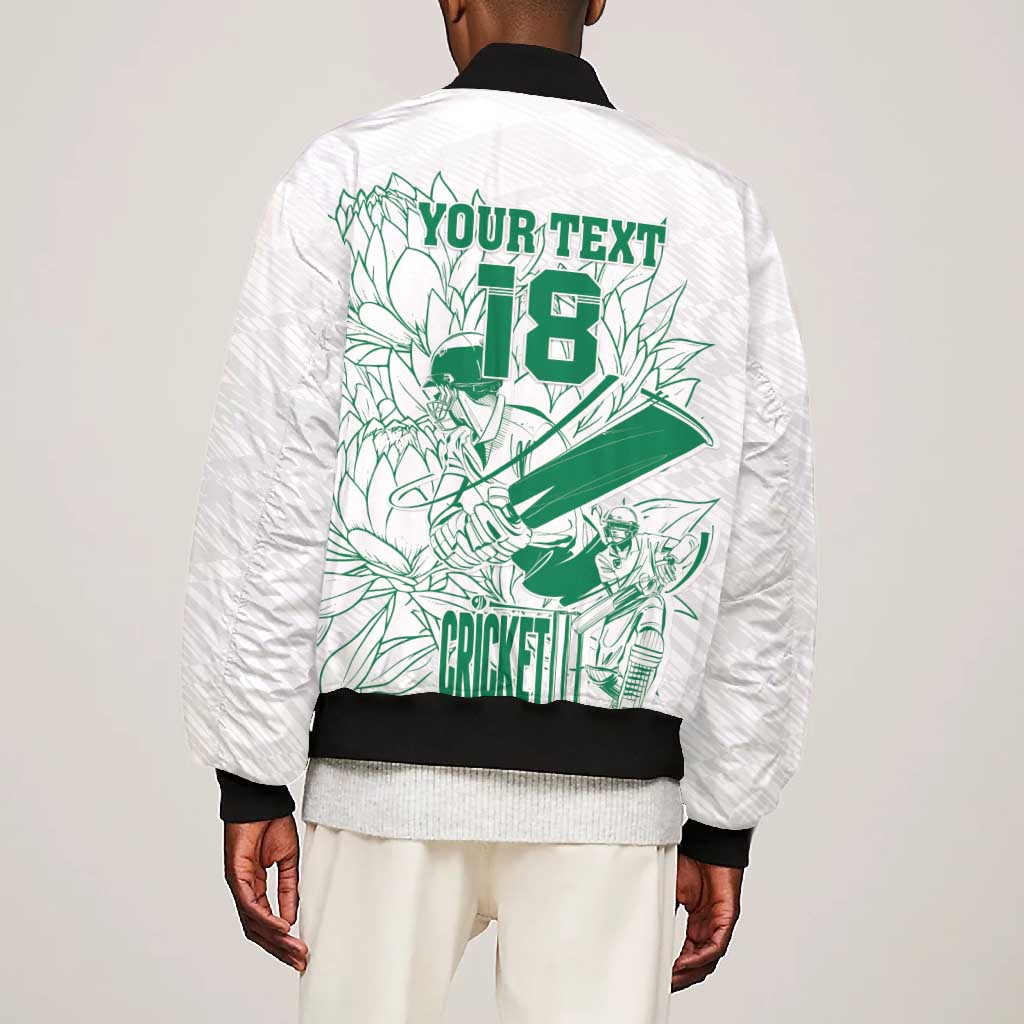 Cricket South Africa Custom Bomber Jacket White Version Proteas - African Pride