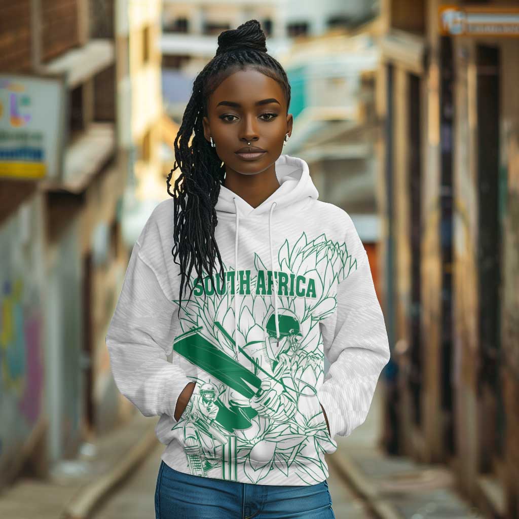 Cricket South Africa Custom Hoodie White Version Proteas - African Pride