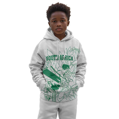 Cricket South Africa Custom Kid Hoodie White Version Proteas - African Pride