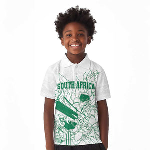 Cricket South Africa Custom Kid Polo Shirt White Version Proteas - African Pride