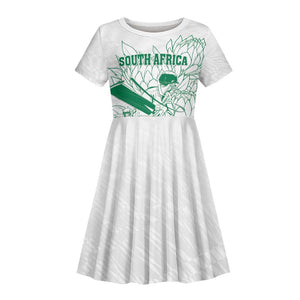 Cricket South Africa Custom Kid Short Sleeve Dress White Version Proteas - African Pride