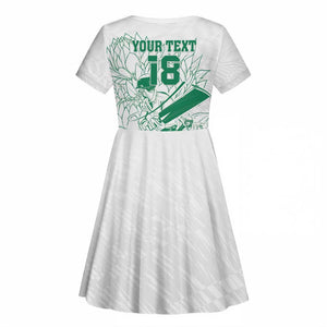 Cricket South Africa Custom Kid Short Sleeve Dress White Version Proteas - African Pride