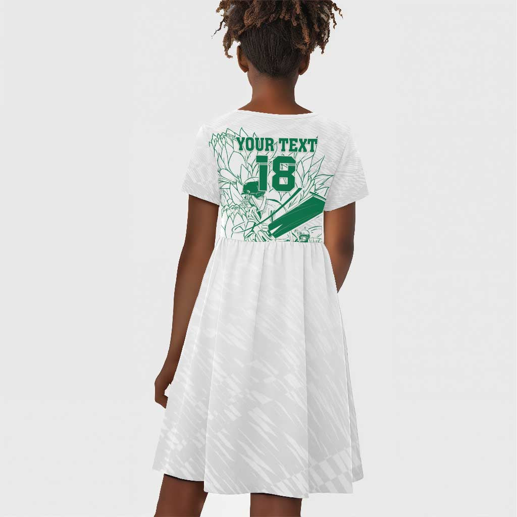 Cricket South Africa Custom Kid Short Sleeve Dress White Version Proteas - African Pride
