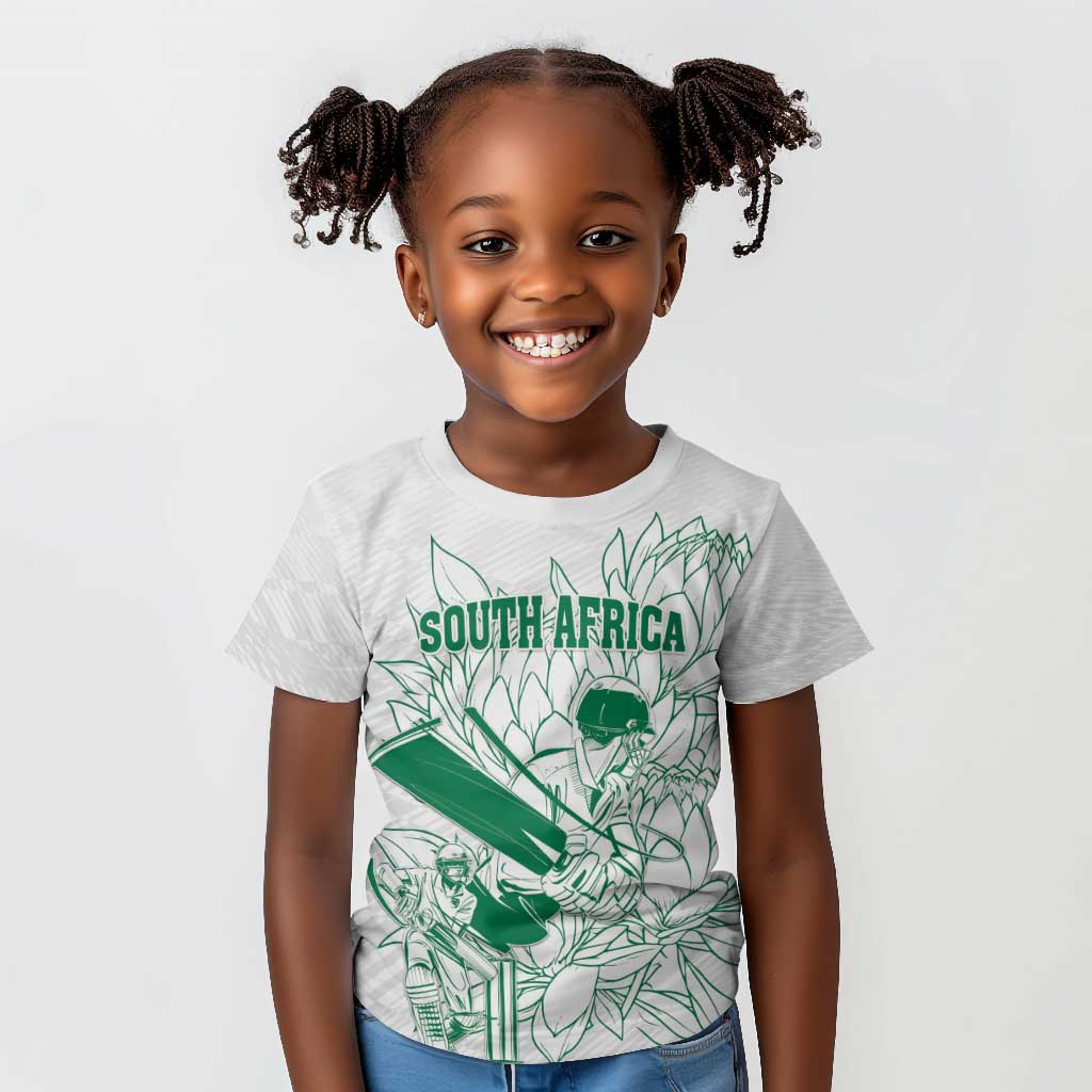 Cricket South Africa Custom Kid T shirt White Version Proteas - African Pride