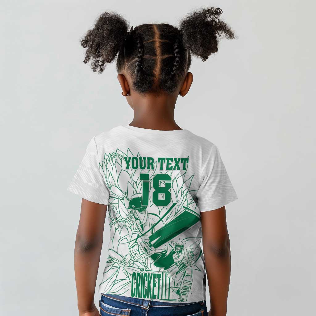Cricket South Africa Custom Kid T shirt White Version Proteas - African Pride