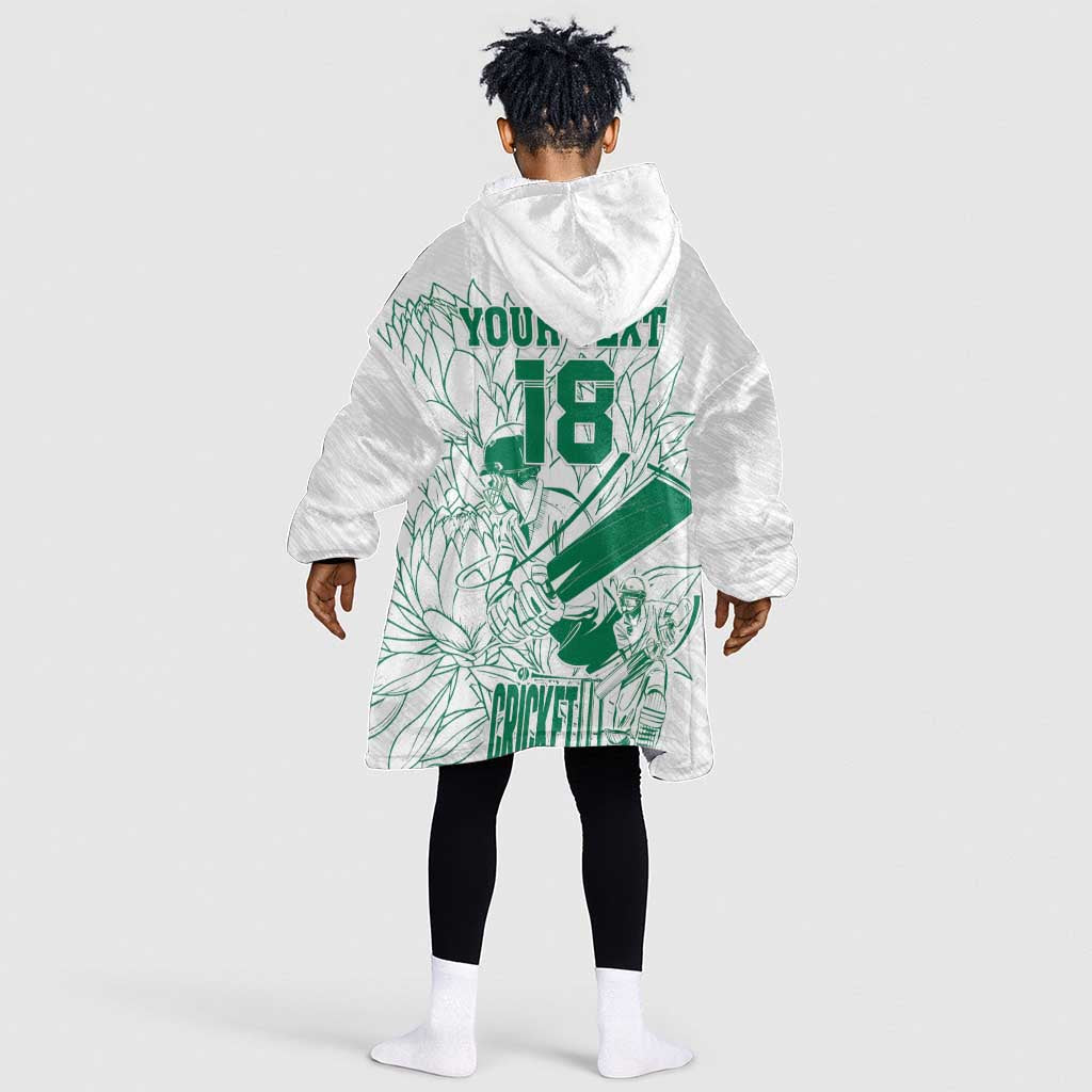 Cricket South Africa Custom Kid Wearable Blanket Hoodie White Version Proteas - African Pride