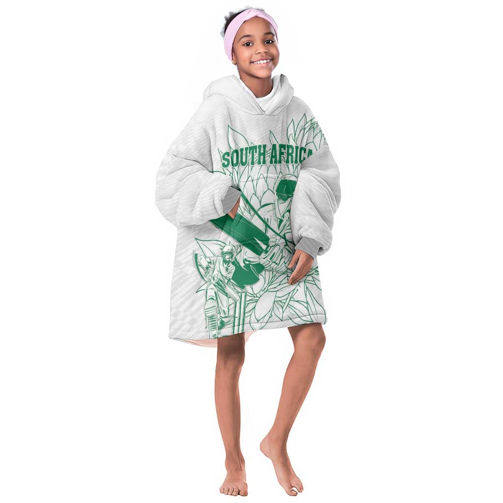 Cricket South Africa Custom Kid Wearable Blanket Hoodie White Version Proteas - African Pride