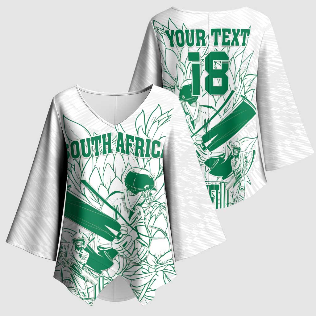 Cricket South Africa Custom Kimono Sleeve Blouse White Version Proteas