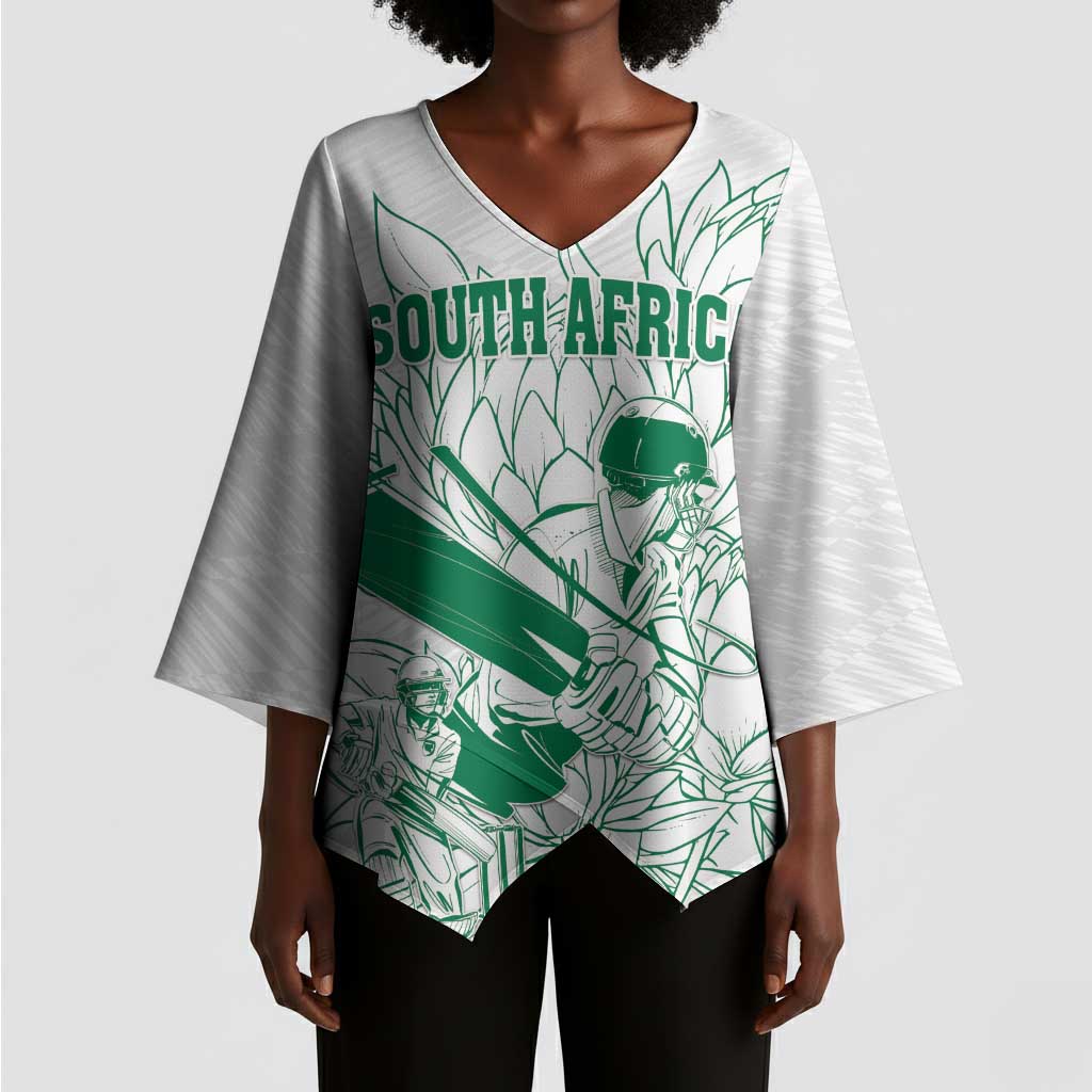 Cricket South Africa Custom Kimono Sleeve Blouse White Version Proteas