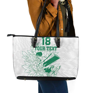 Cricket South Africa Custom Leather Tote Bag White Version Proteas - African Pride