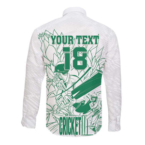 Cricket South Africa Custom Long Sleeve Button Shirt White Version Proteas - African Pride