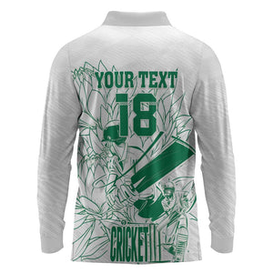 Cricket South Africa Custom Long Sleeve Polo Shirt White Version Proteas - African Pride