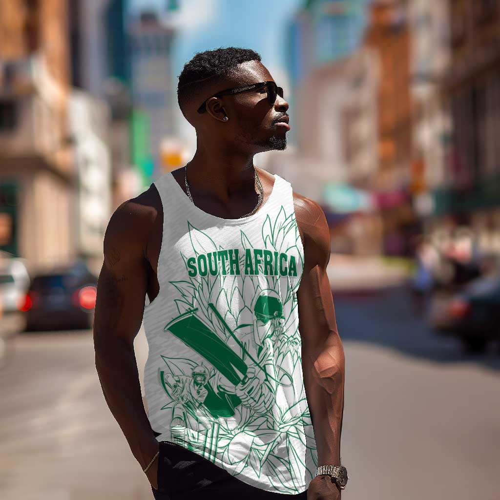 Cricket South Africa Custom Men Tank Top White Version Proteas - African Pride