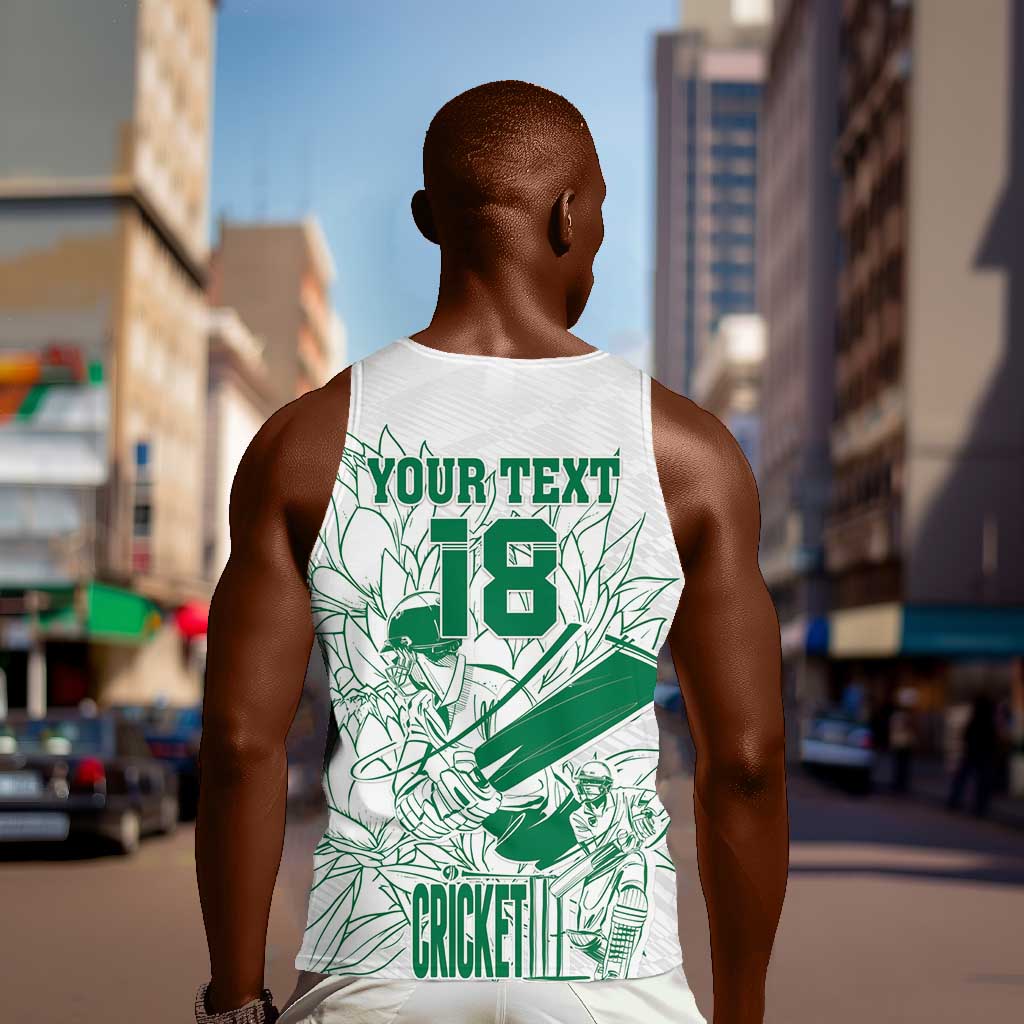 Cricket South Africa Custom Men Tank Top White Version Proteas - African Pride
