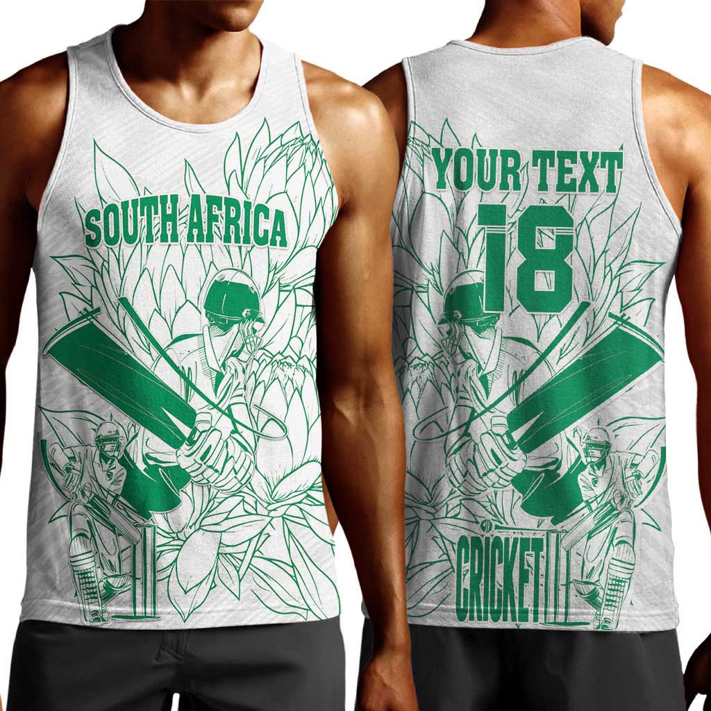 Cricket South Africa Custom Men Tank Top White Version Proteas - African Pride
