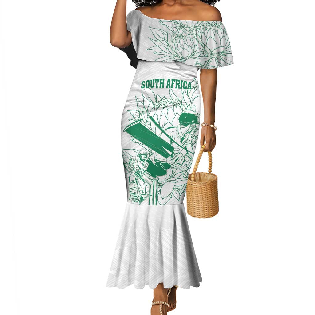 Cricket South Africa Custom Mermaid Dress White Version Proteas - African Pride