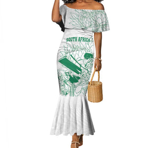Cricket South Africa Custom Mermaid Dress White Version Proteas - African Pride