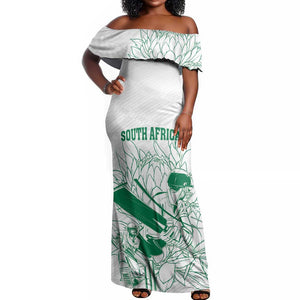 Cricket South Africa Custom Off Shoulder Maxi Dress White Version Proteas - African Pride