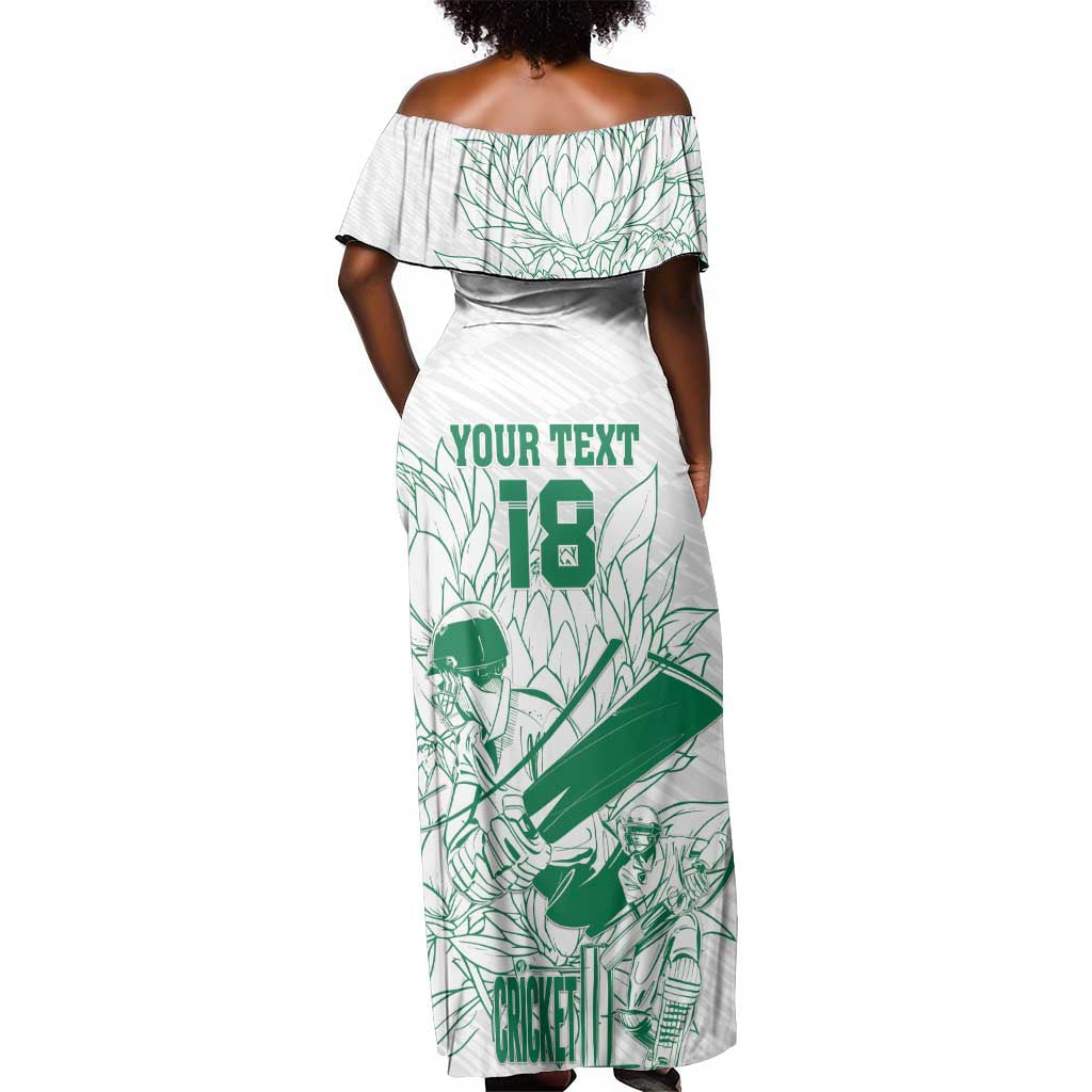 Cricket South Africa Custom Off Shoulder Maxi Dress White Version Proteas - African Pride