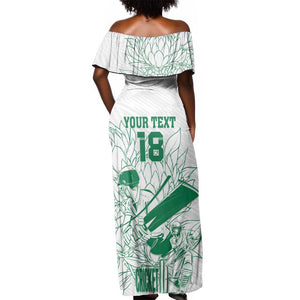 Cricket South Africa Custom Off Shoulder Maxi Dress White Version Proteas - African Pride