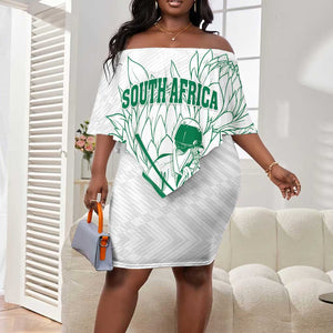 Cricket South Africa Custom Off Shoulder Short Dress White Version Proteas - African Pride