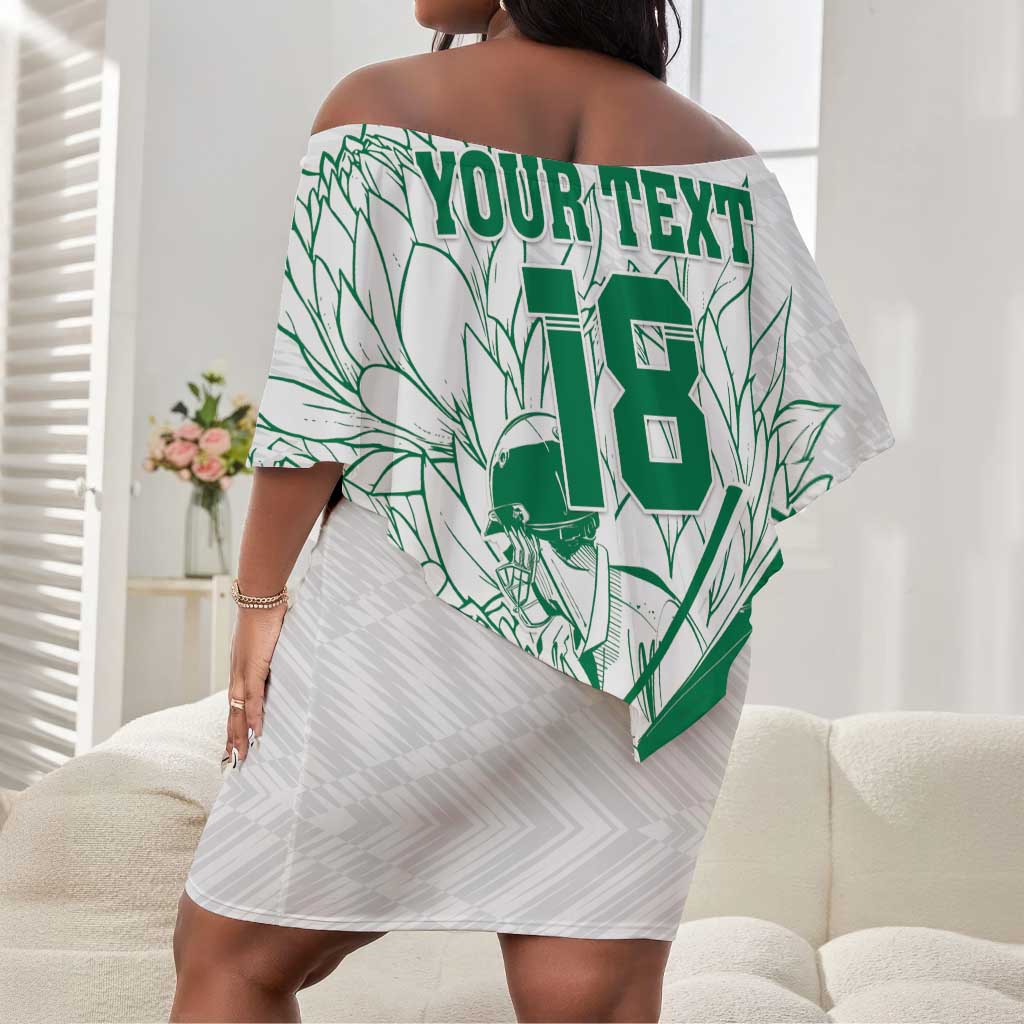 Cricket South Africa Custom Off Shoulder Short Dress White Version Proteas - African Pride