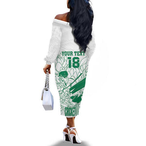 Cricket South Africa Custom Off The Shoulder Long Sleeve Dress White Version Proteas - African Pride