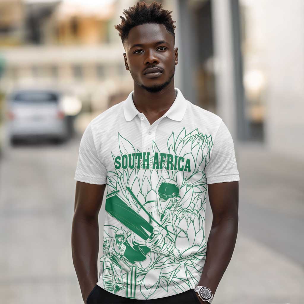 Cricket South Africa Custom Polo Shirt White Version Proteas - African Pride