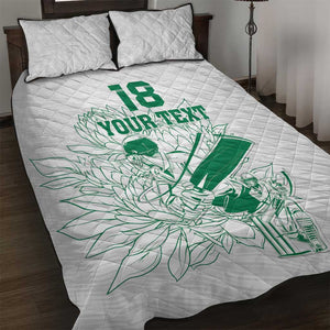 Cricket South Africa Custom Quilt Bed Set White Version Proteas - African Pride