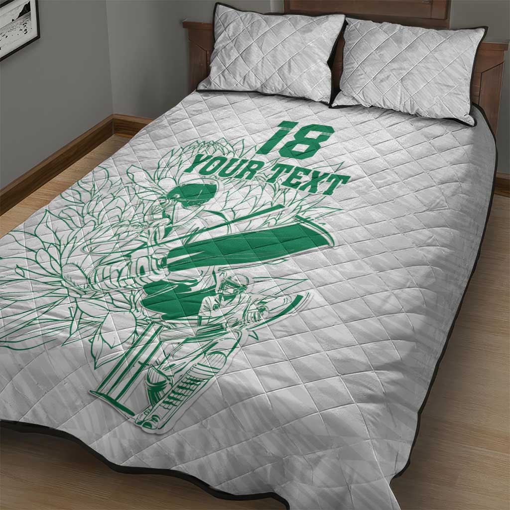 Cricket South Africa Custom Quilt Bed Set White Version Proteas - African Pride