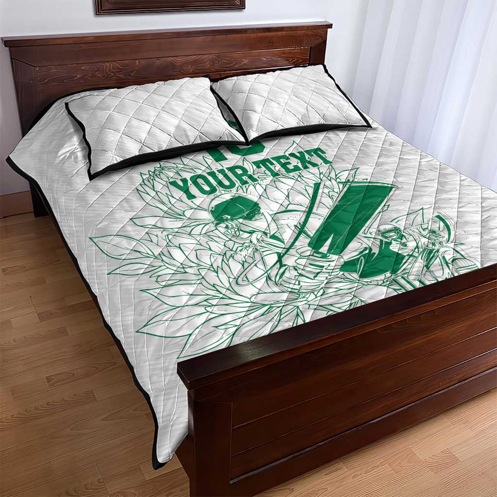 Cricket South Africa Custom Quilt Bed Set White Version Proteas - African Pride
