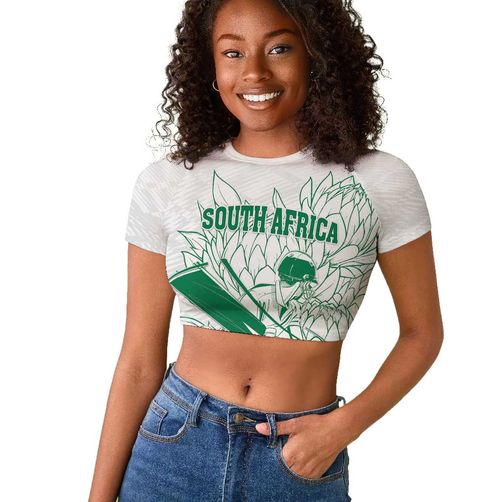 Cricket South Africa Custom Raglan Cropped T shirt White Version Proteas - African Pride