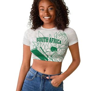 Cricket South Africa Custom Raglan Cropped T shirt White Version Proteas - African Pride