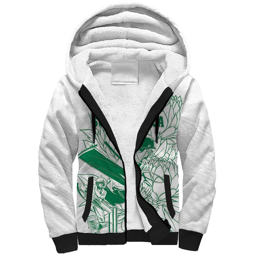 Cricket South Africa Custom Sherpa Hoodie White Version Proteas - African Pride