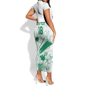 Cricket South Africa Custom Short Sleeve Bodycon Dress White Version Proteas - African Pride
