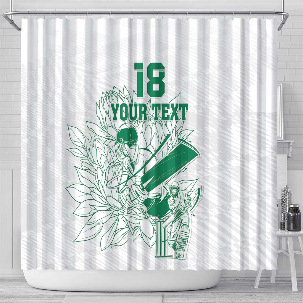 Cricket South Africa Custom Shower Curtain White Version Proteas - African Pride